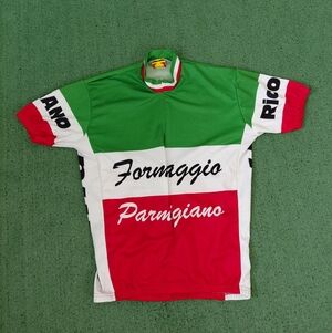 World Jerseys Formaggio Parmigiano Italia Zip Up Cycling Jersey Sz Large